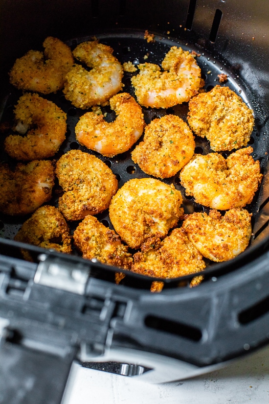 air fryer shrimp in basket