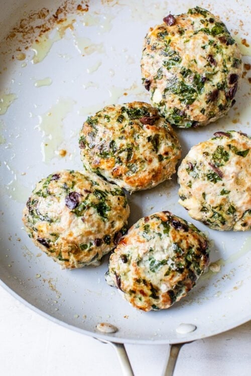 Turket burgers in a skillet