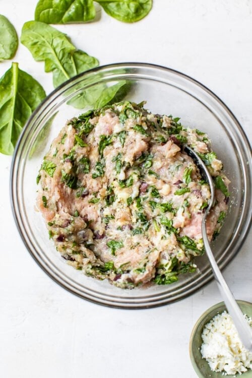 turkey burger ingredients in a bowl