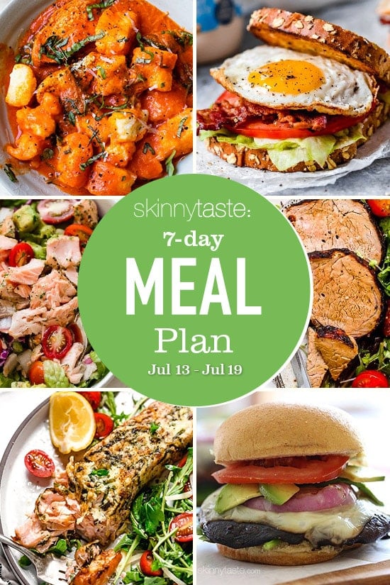 A free 7-day, flexible weight loss meal plan including breakfast, lunch and dinner and a shopping list. All recipes include calories and updated WW Smart Points.