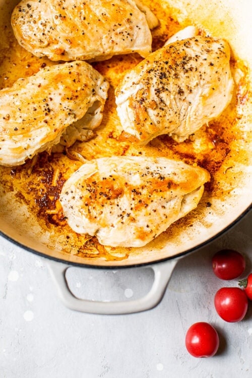 chicken breast in a skillet