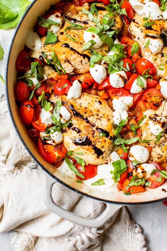 Caprese Chicken Skillet close up