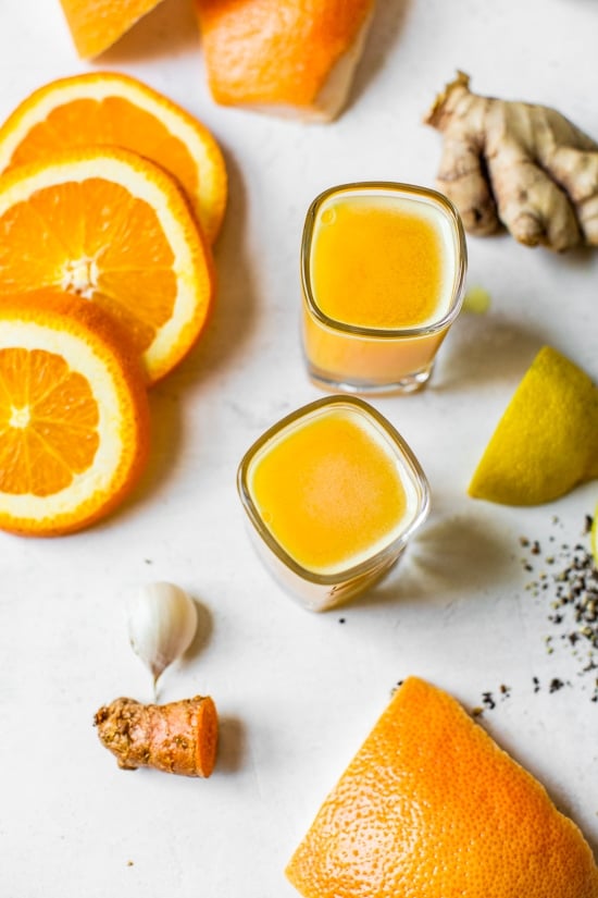This super-simple-to-prepare Citrus Immunity Shot is made with immune-boosting citrus, turmeric, and garlic, a delicious way to start your day!