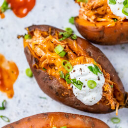 Slow Cooker Chicken Enchilada Stuffed Sweet Potatoes