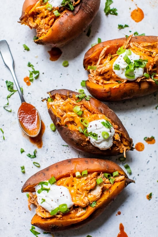 Chicken Enchilada Stuffed Sweet Potatoes