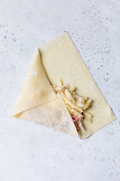 Filling Pastrami Reuban Eggrolls