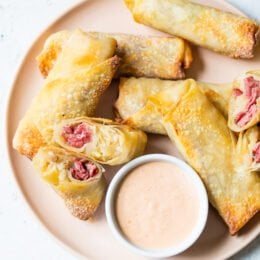 Pastrami Reuban Eggrolls with Russian Dressing.