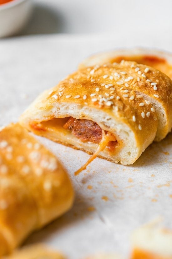 Pizza Sausage Rolls sliced