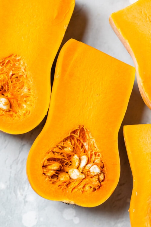 cut open honeynut squash