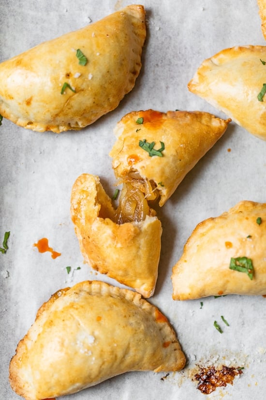 Chilean empanadas with hot sauce