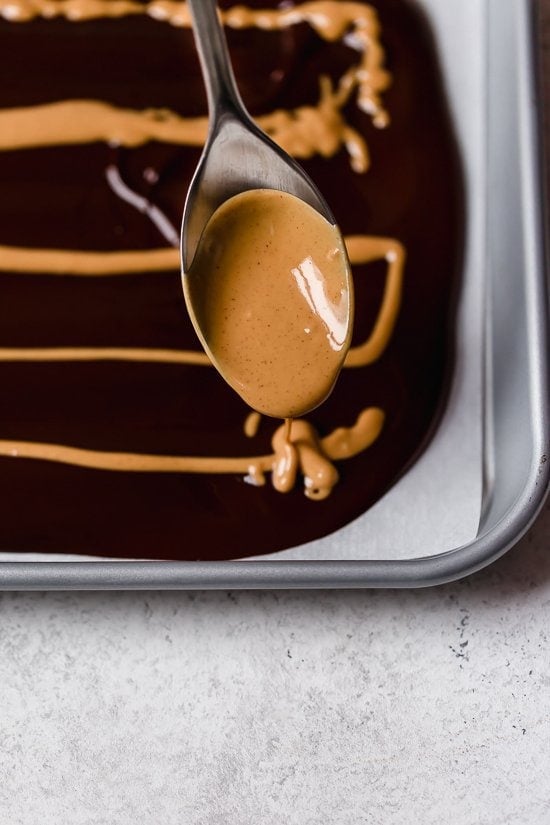 melted peanut butter and chocolate