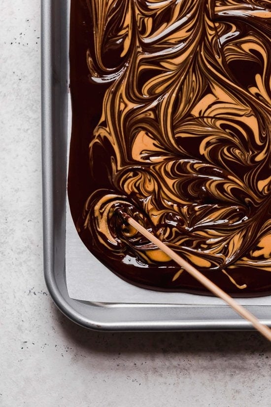 Dark Chocolate Peanut Butter Swirl Bark with Sea Salt