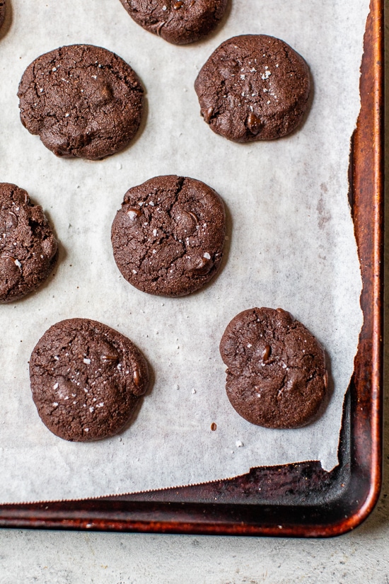 Fudgy Flourless Crinkle Brownie Cookies with Sea Salt
