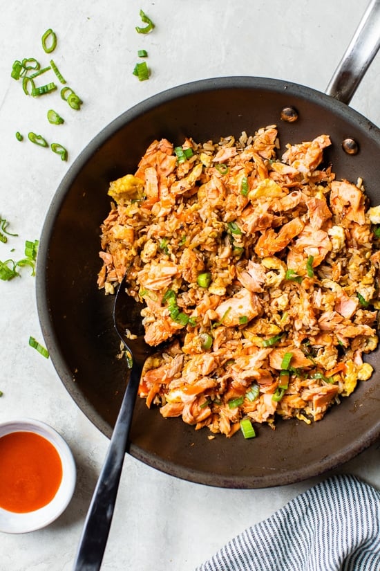 Fried rice with salmon