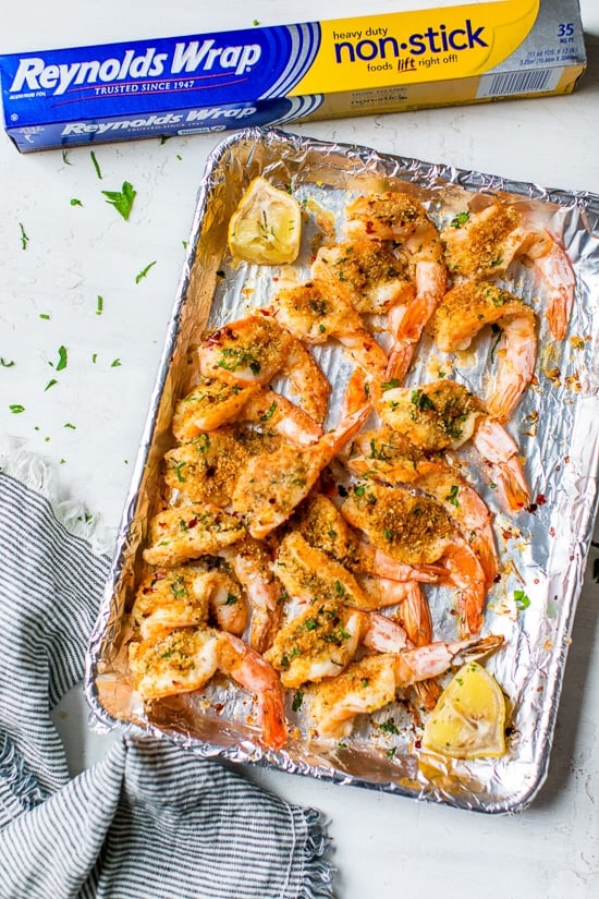 Shrimp Oreganata with foil