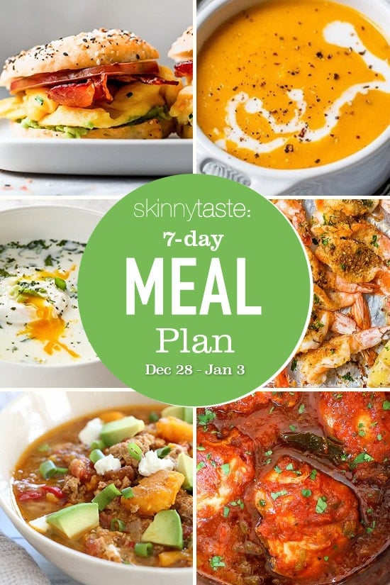 A free 7-day, flexible weight loss meal plan including breakfast, lunch and dinner and a shopping list. All recipes include calories and updated WW Smart Points.