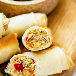 Breakfast Egg Rolls close up