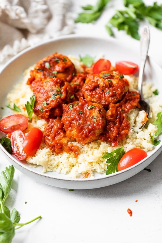 Chicken Meatballs with couscous.
