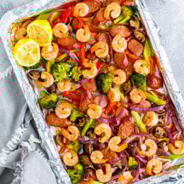 Shrimp and Andouille Sheet Pan Dinner
