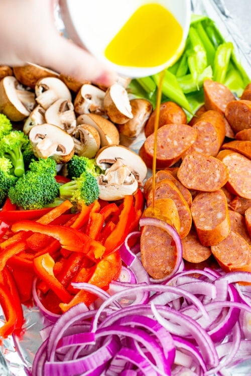 Andouille and Veggies on a Sheet Pan