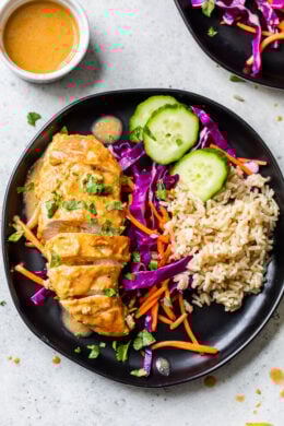 Peanut-Braised Chicken Breasts over rice