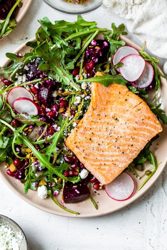 Salmon, Beet, and Arugula Salad