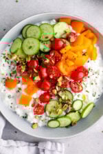 cottage cheese topped with veggies