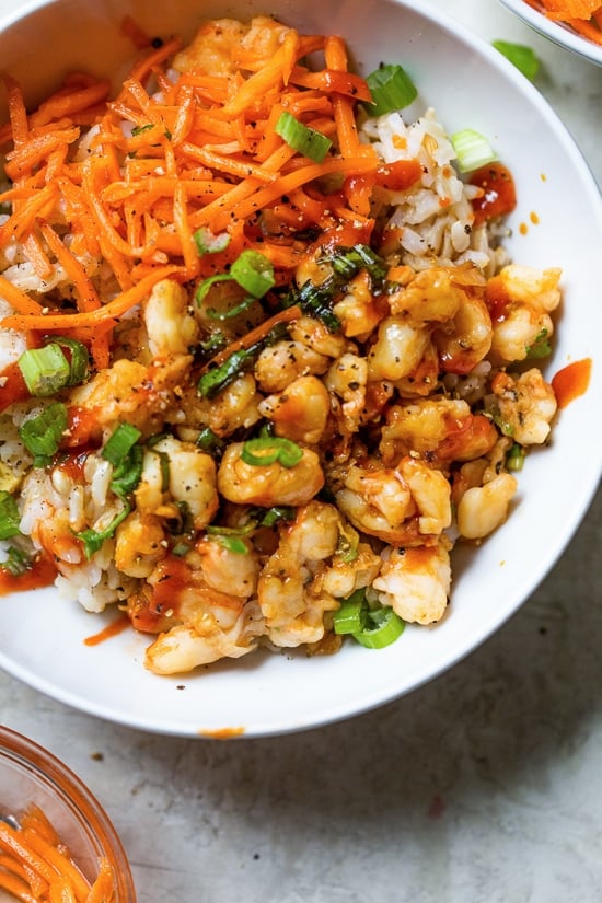 Shrimp Dumpling Rice Bowls