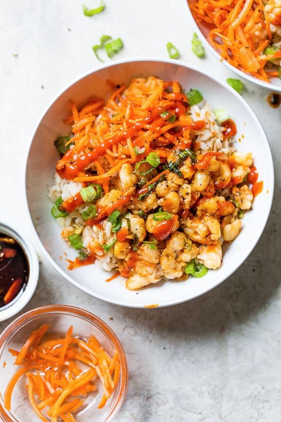 Shrimp Dumpling Rice Bowls