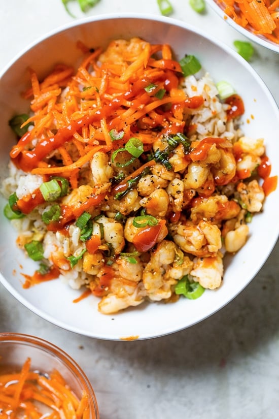 Shrimp Dumpling Rice Bowls