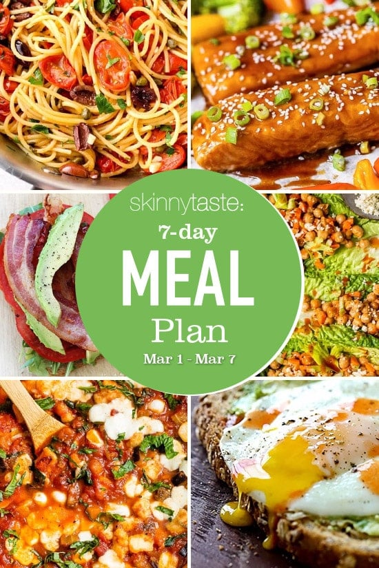 A free 7-day, flexible weight loss meal plan including breakfast, lunch and dinner and a shopping list. All recipes include calories and updated WW Smart Points.