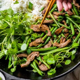 Beef Negimaki Stir Fry with Green Beans