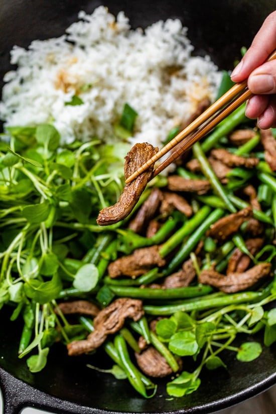 Beef Negimaki Stir Fry with Green Beans