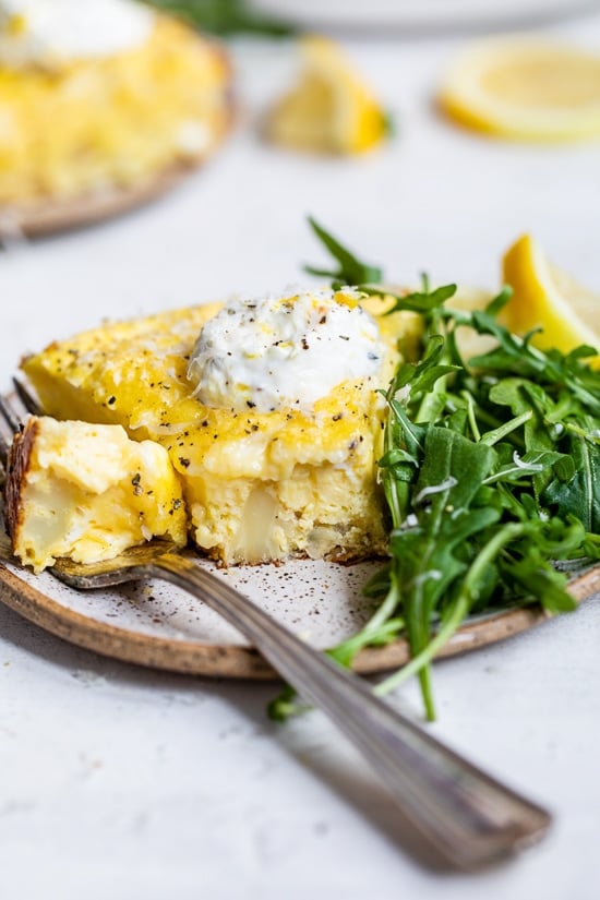 creamy fritatta with yogurt and cauliflower