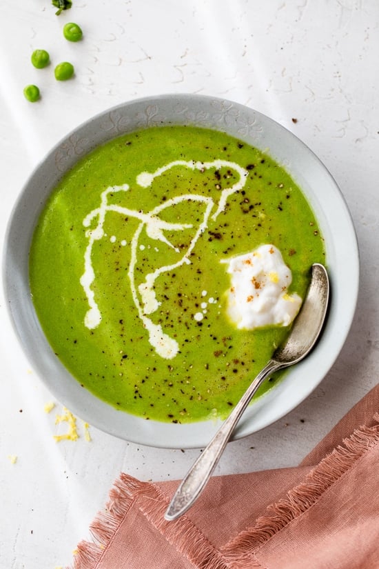 pea soup in a bowl