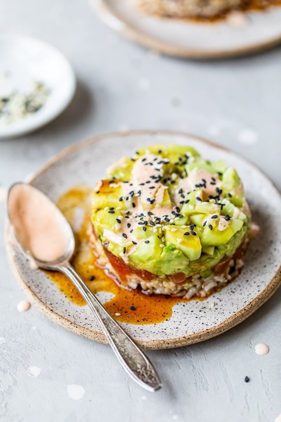 Ahi Tuna Poke Rice Stack