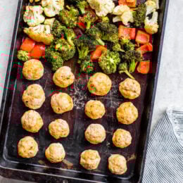 sheet pan meatballs and veggies