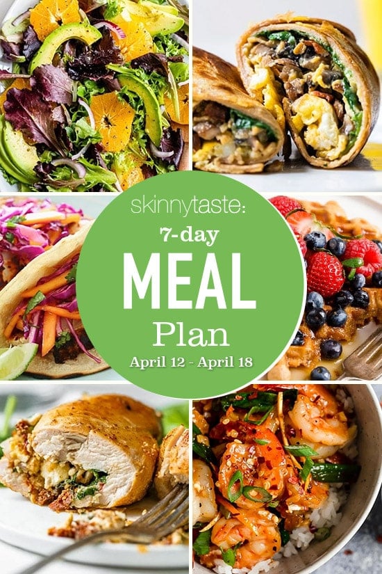 A free 7-day, flexible weight loss meal plan including breakfast, lunch and dinner and a shopping list. All recipes include calories and updated WW Smart Points.