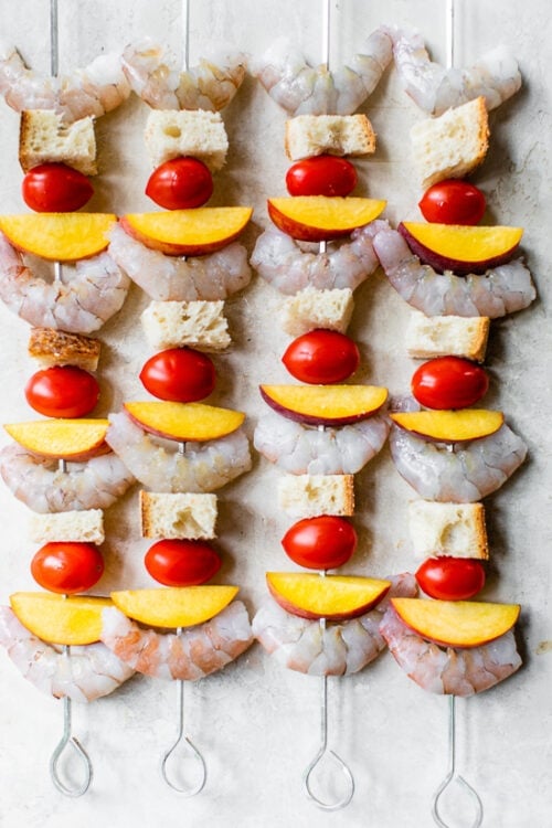 Shrimp Skewers with Peaches and Tomatoes