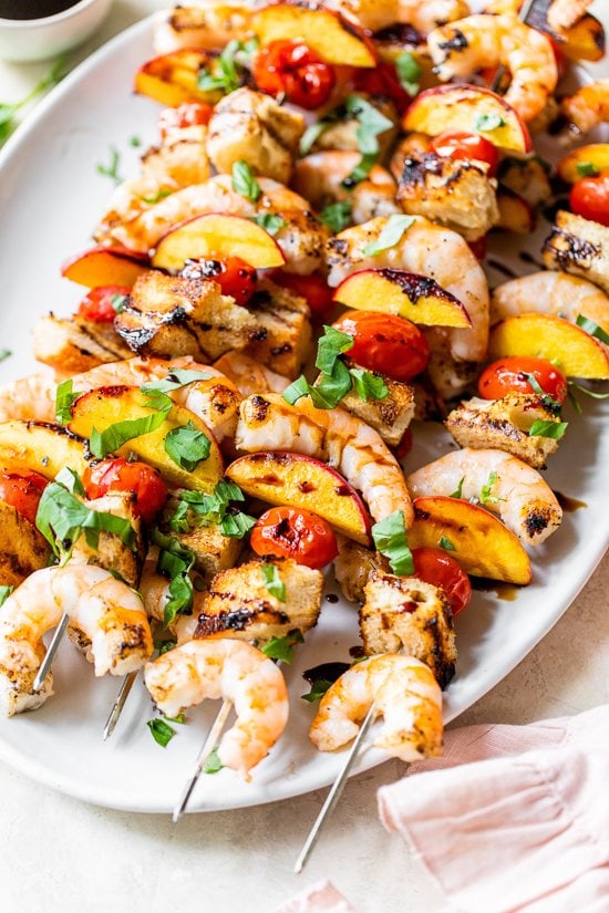Grilled Shrimp Panzanella Skewers