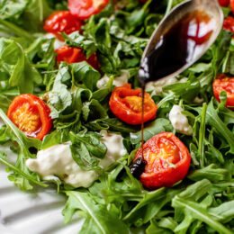 Air Fryer Burst Tomato Burrata Caprese Salad