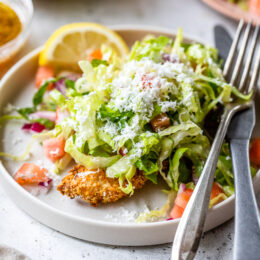 Chicken Milanese with Mediterranean Salad