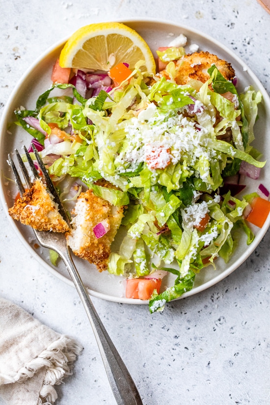 Chicken Milanese with Mediterranean Salad