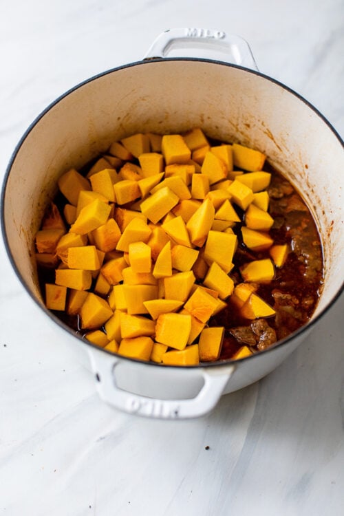 pumpkin added to stew