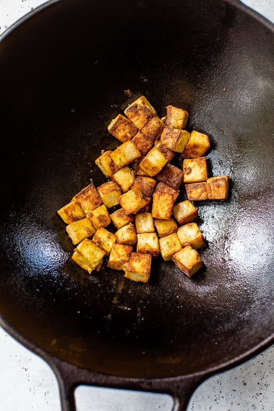 tofu in a wok