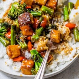 Tofu Stir Fry with Veggies over rice