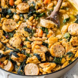 Chicken Cassoulet with white beans and swiss chard.