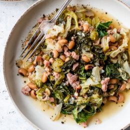 Black-Eyed Peas with Leftover Ham, Collard Greens & Cabbage