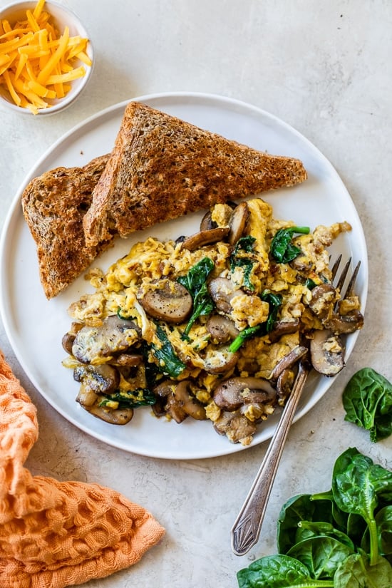 Vegetarian breakfast scrambled eggs