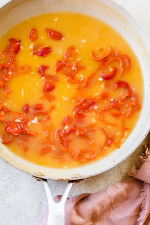hot cherry peppers in a skillet